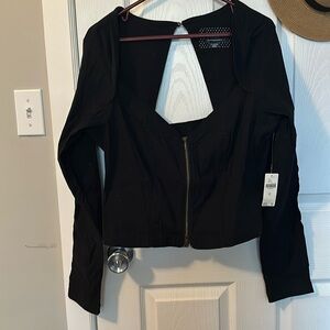 NWT Anthropologie Maeve Zip Front Long Sleeve Blouse.